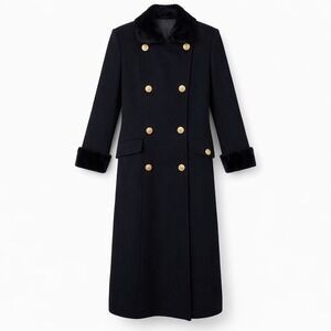 Jonathan Michael Black 100% Wool‎ Coat S Penny Lane Gold Buttons Old Money Vtg
